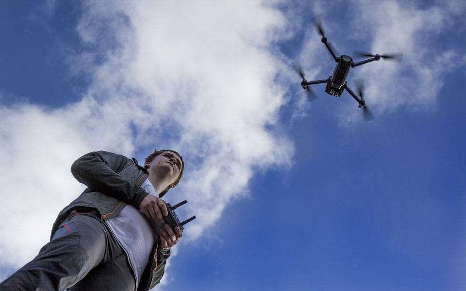 Tybalt Peake testing the new ‘MavicPro’ drone.