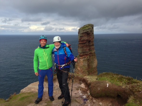 Leo Houlding, Sir Chris Bonington and the Old Man of Hoy (photo credit - Berghaus)