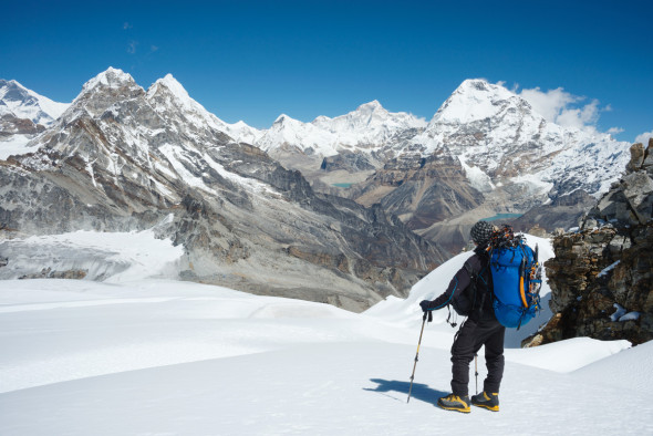 Spectacular views of the Himalayas from Mera Peak high camp